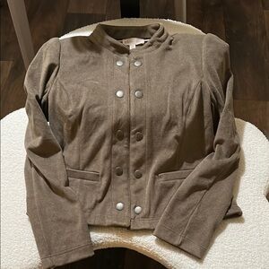 Philosophy Brown Utility Jacket with Crew Neckline